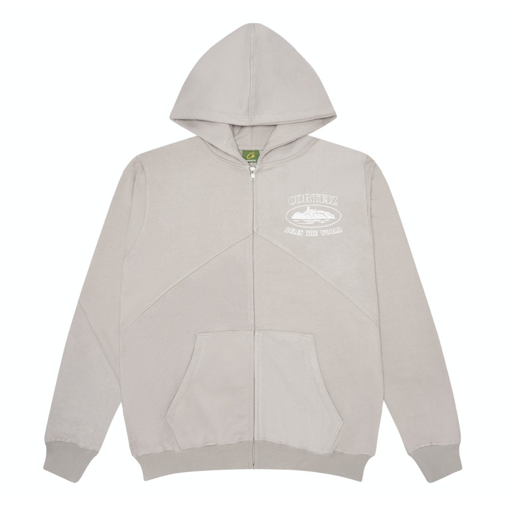 Corteiz Superior V2 Zip Up Hoodie in Stone Grey