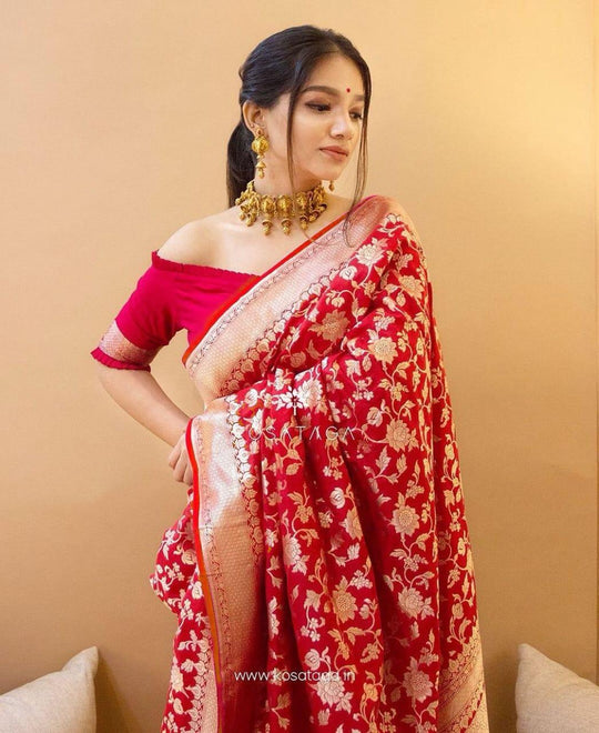 red banarasi saree