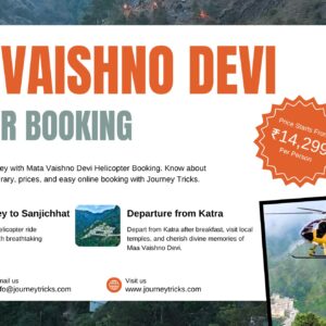 Mata Vaishno Devi Helicopter Booking – Scenic aerial journey from Katra to Sanjichhat with Journey Tricks.