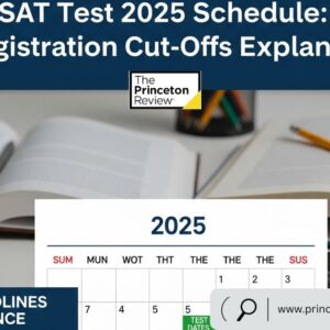 Graphic showing SAT test 2025 schedule and important registration deadlines in Singapore