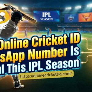 Image shows "Why Online Cricket ID WhatsApp Number Is Useful This IPL Season." Includes a phone with WhatsApp icon. Energetic tone. URL and lgo of "online crickettid".